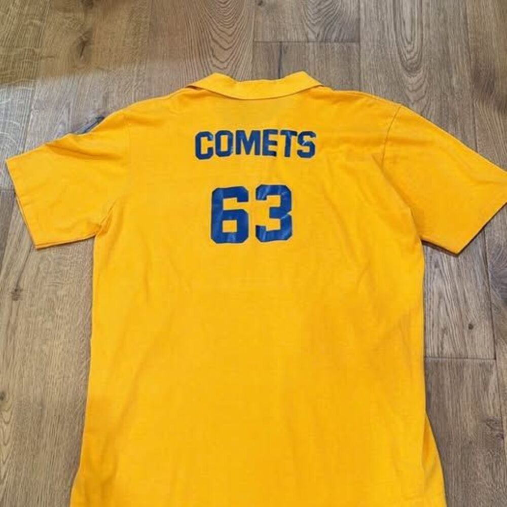 Vintage 80s Stedman Made in USA Comets 63 polo Shirt Yellow Gold Men's XL